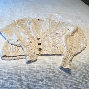 Free People Moon ocean combo cable cardigan sweater size medium new with tags